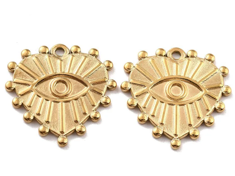 La Petite Epicerie hart hanger met oog 19x20 mm goud
