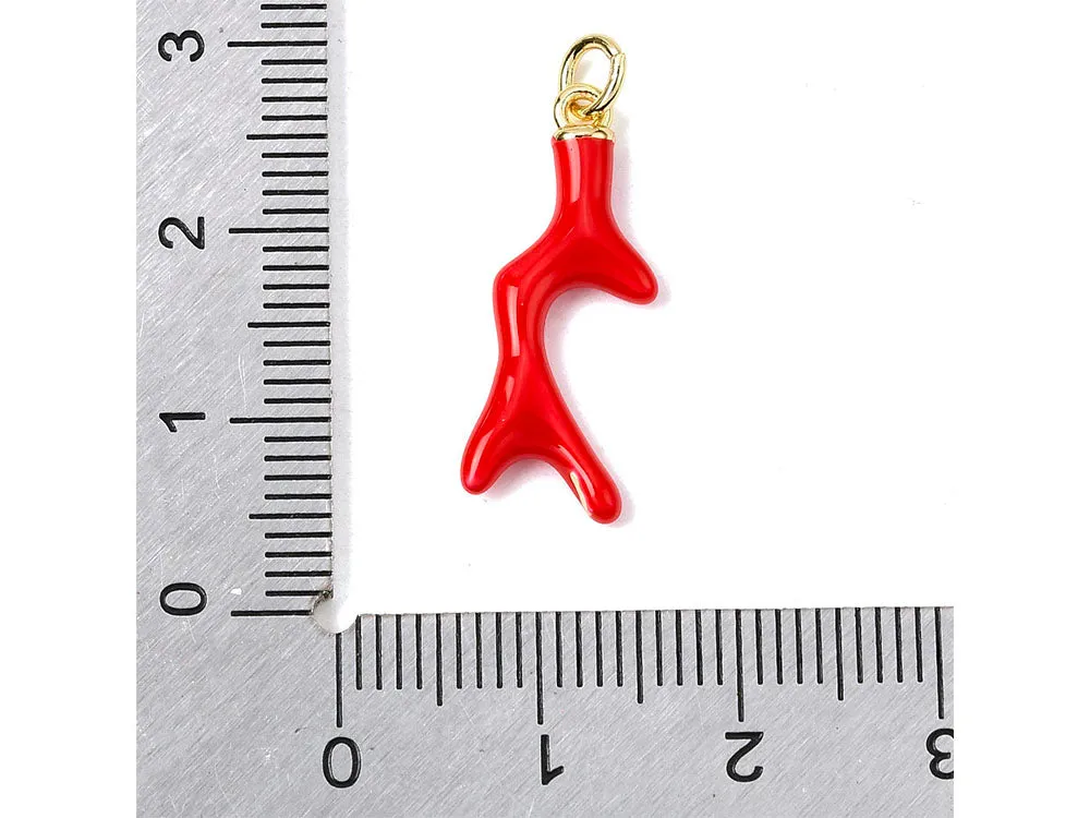 La Petite Epicerie koraal bedel rood email 18k goud