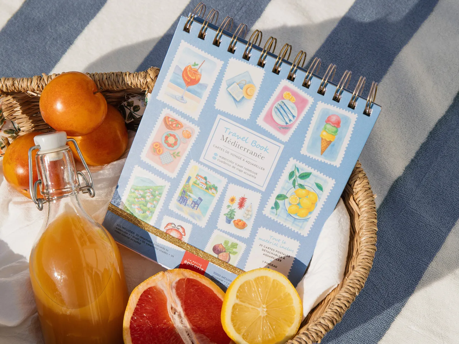 La Petite Epicerie Travel Book Méditerranée aquarelboek 20 kaarten 50 kleuren