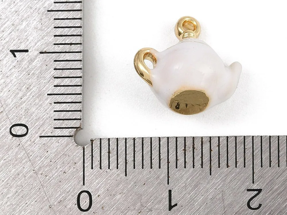 La Petite Epicerie bedel theepot wit goud 13 mm emaille