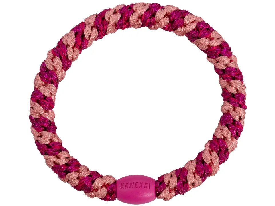 Kknekki gestreept haarelastiek classic oudroze glitter
