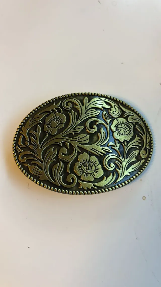 Leather House Western Floral Scroll Buckle riemgesp 40mm goud