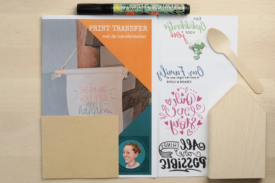Astrid Brouwers fotoblok huis DIY pakket met transfermarker