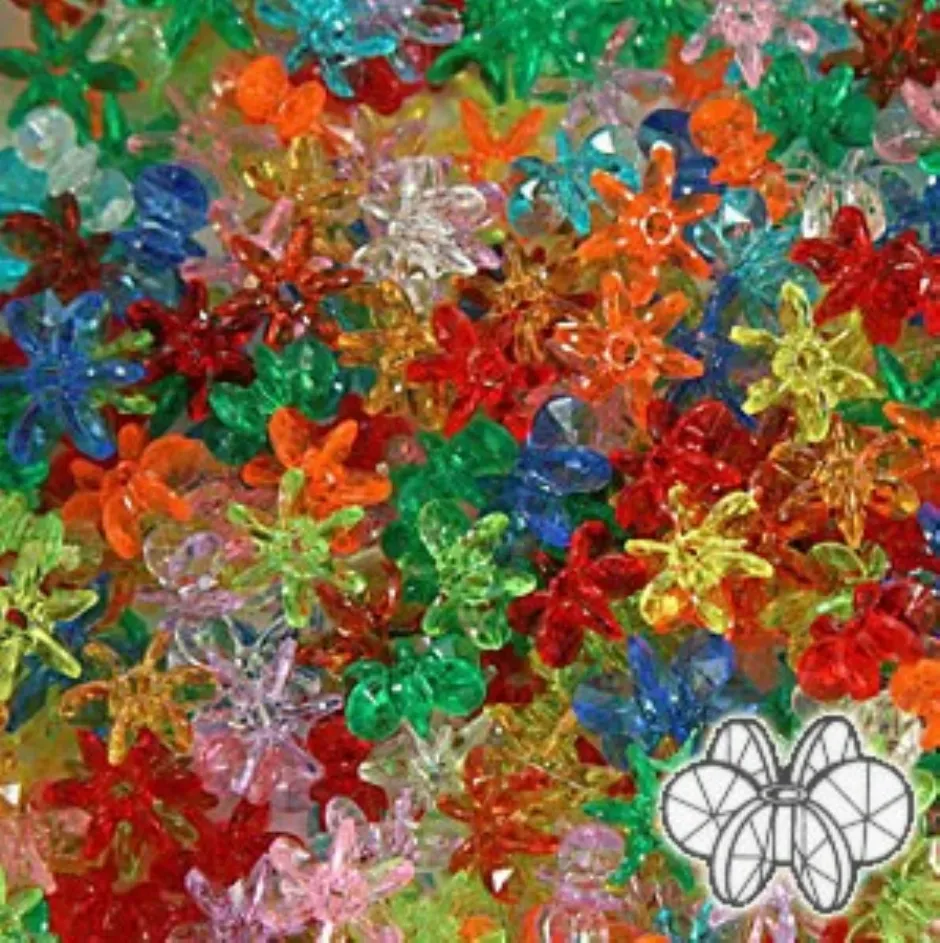 LTC-Leiden Sunburst bloemkralen 10 mm transparant 500 stuks mix