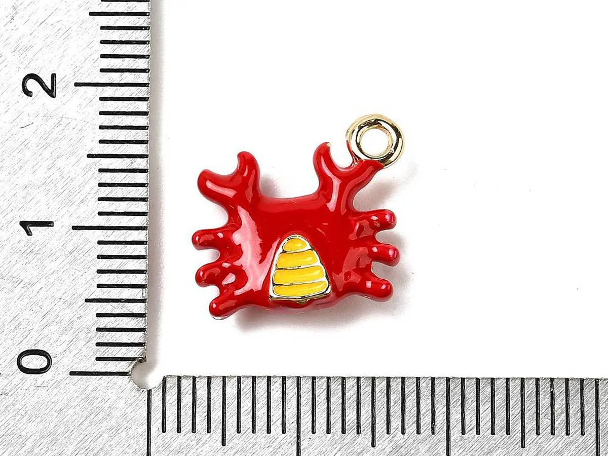 La Petite Epicerie Bedel krab rood goud emaille per stuk