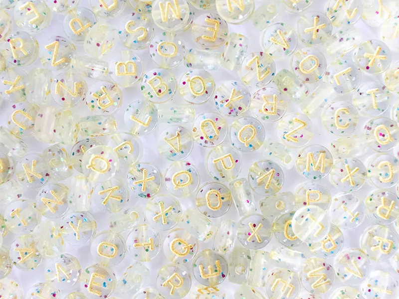 La Petite Epicerie letterkralen pot goud-glitter 7mm 200 stuks