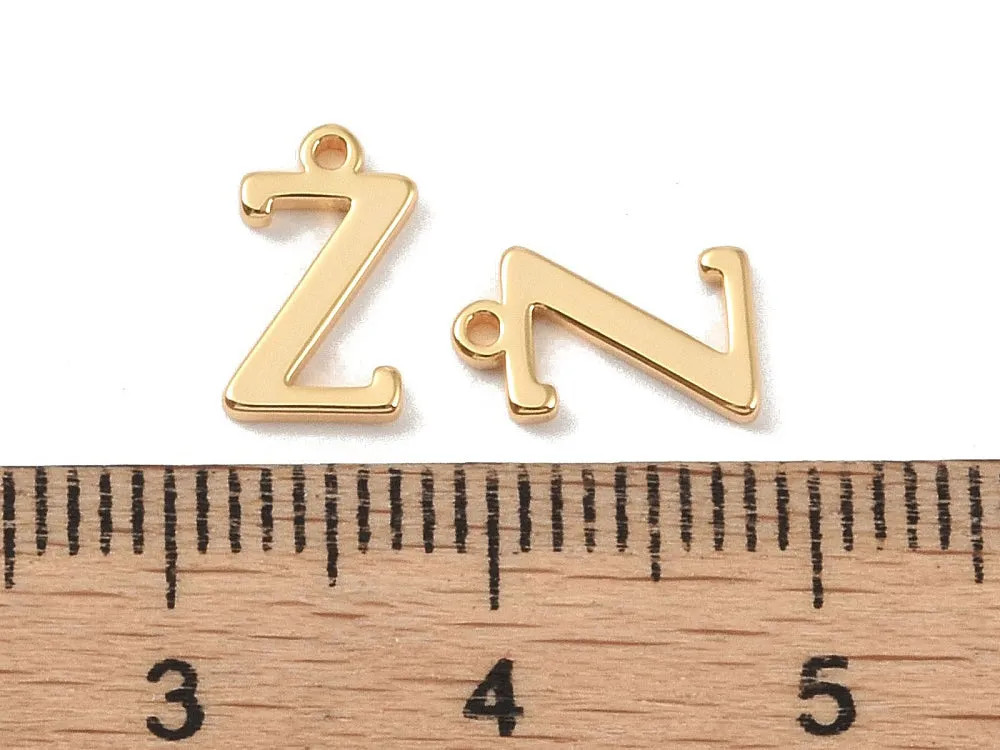 La Petite Epicerie Letterbedel Z messing kraal goud 10 mm per stuk