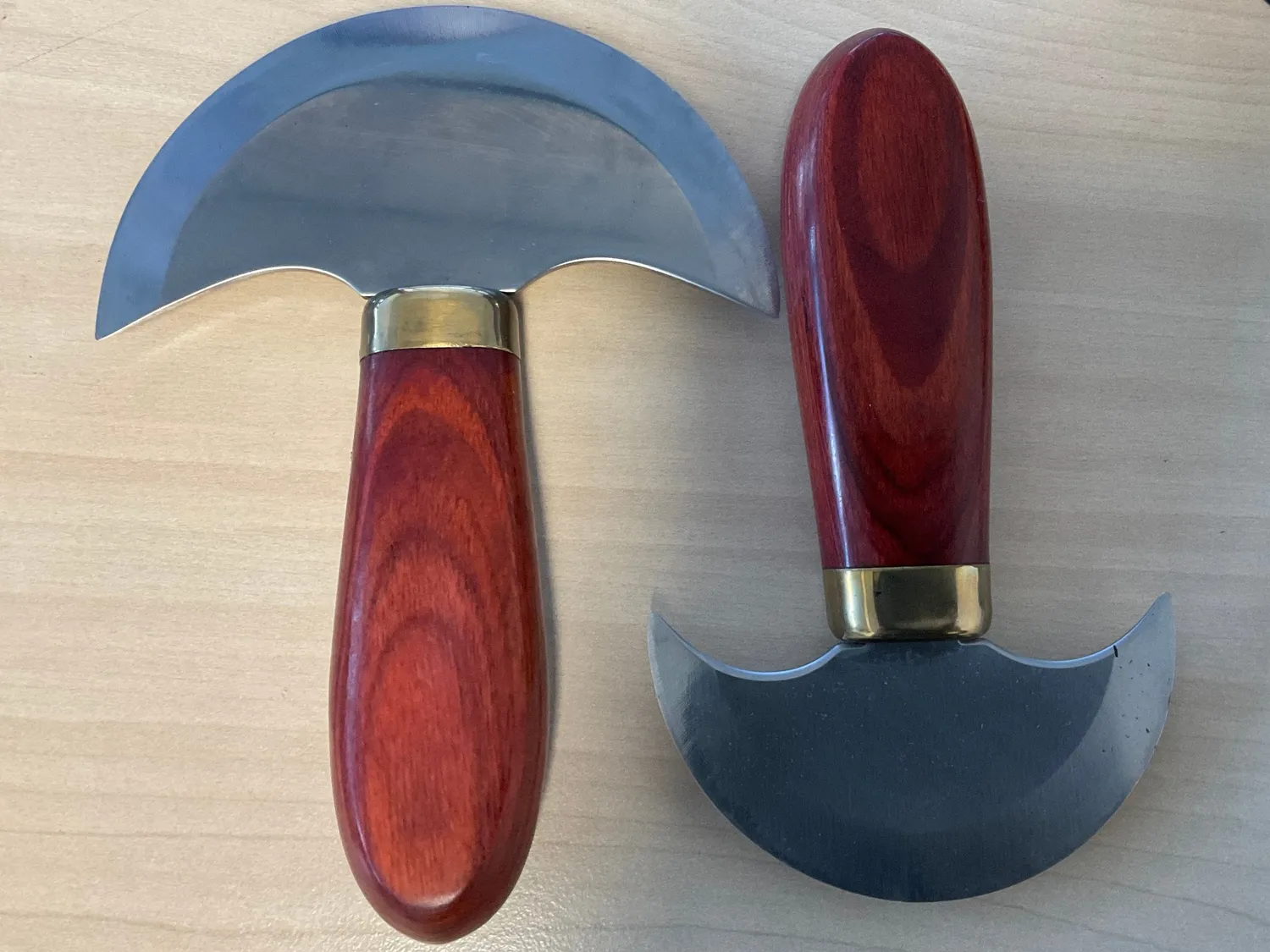 Leather House Masterknife leermes large hout stalenkleur