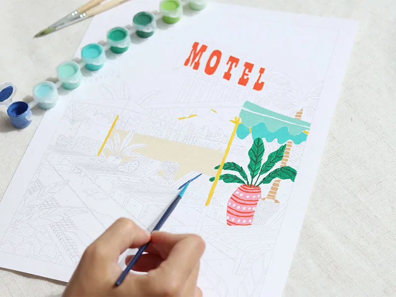La Petite Epicerie Petit Pinceau The Motel Pool schilderen op nummer