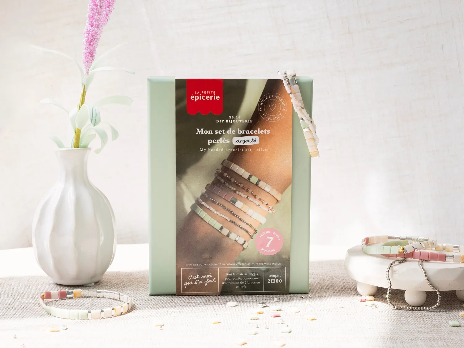 La Petite Epicerie Mon Set de Bracelets Perlés armbandenset zilver