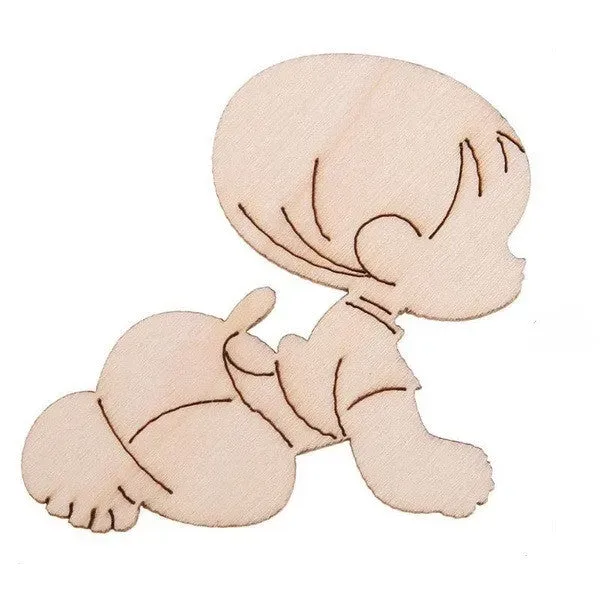 Bijounique Baby kruipend houten figuur 20x60 mm per stuk