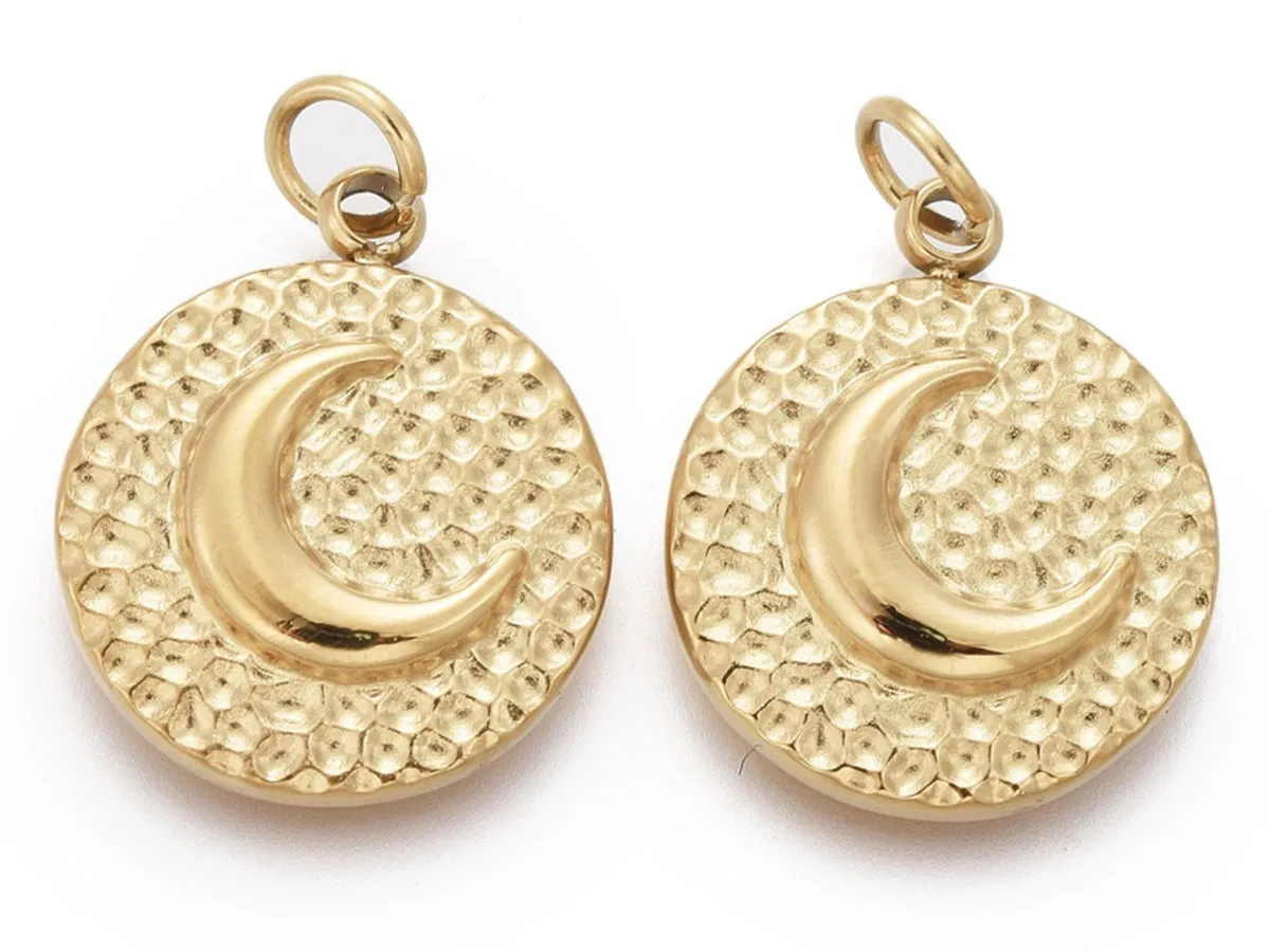 La Petite Epicerie bedel maan rond goud 14,5 mm RVS 316