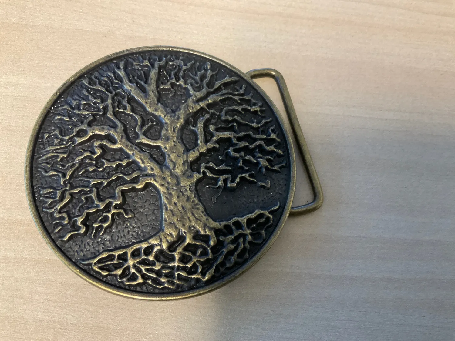 Leather House life-tree riemgesp rond 7cm oud goud
