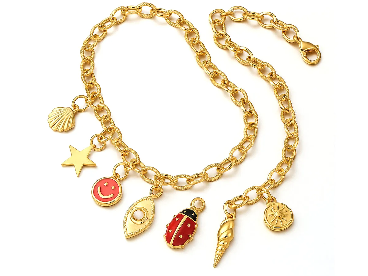 La Petite Epicerie ketting schakel goud 74,5 cm RVS