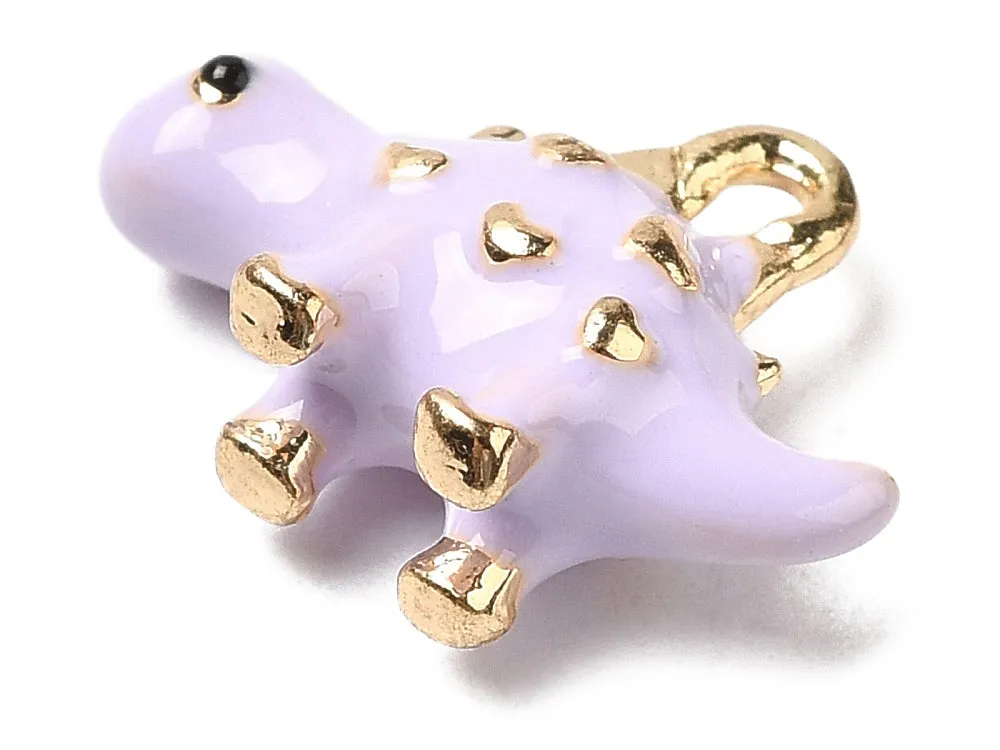La Petite Epicerie dino paars emaille bedel goud 15 mm