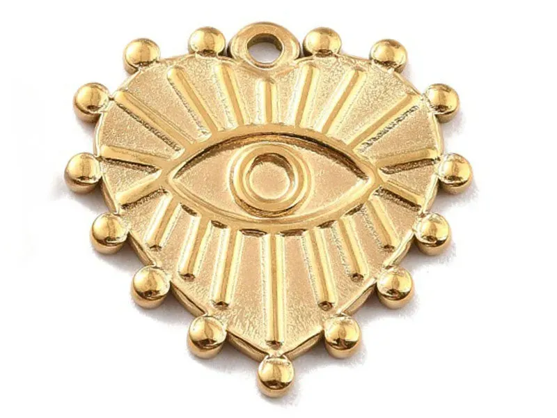 La Petite Epicerie hart hanger met oog 19x20 mm goud