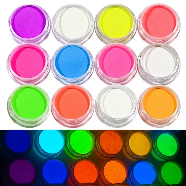 Bijounique Glow in the dark pigment poeder 12 stuks