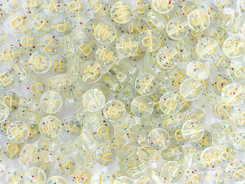 La Petite Epicerie letterkralen pot goud-glitter 7mm 200 stuks