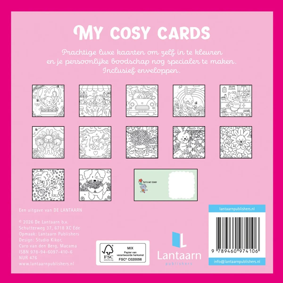 LTC-Leiden My Cosy Cards Cosy Love wenskaarten 12 stuks inkleuren