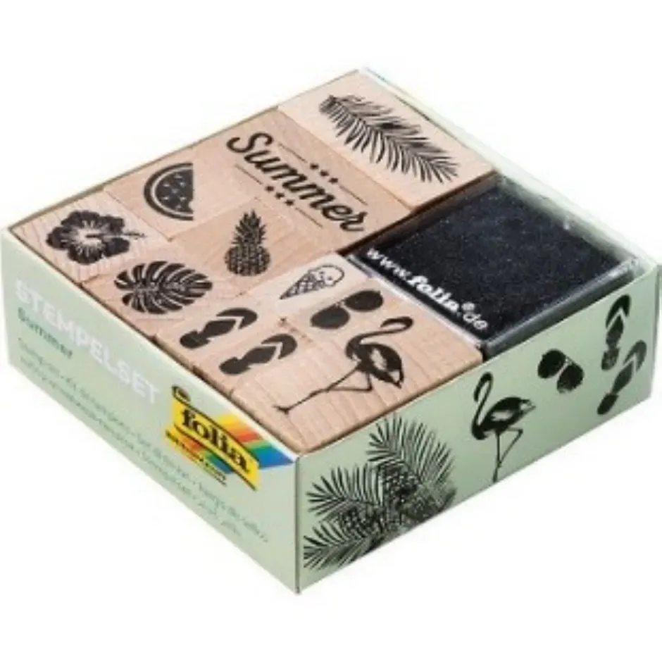 Folia Zomer stempelset 13-delig houten stempels