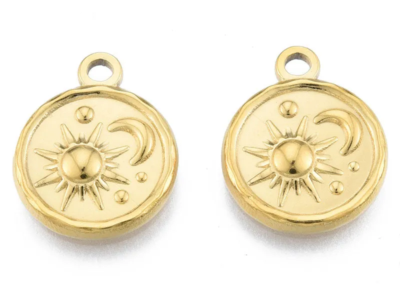 La Petite Epicerie hanger zon maan goud 19x15 mm per stuk
