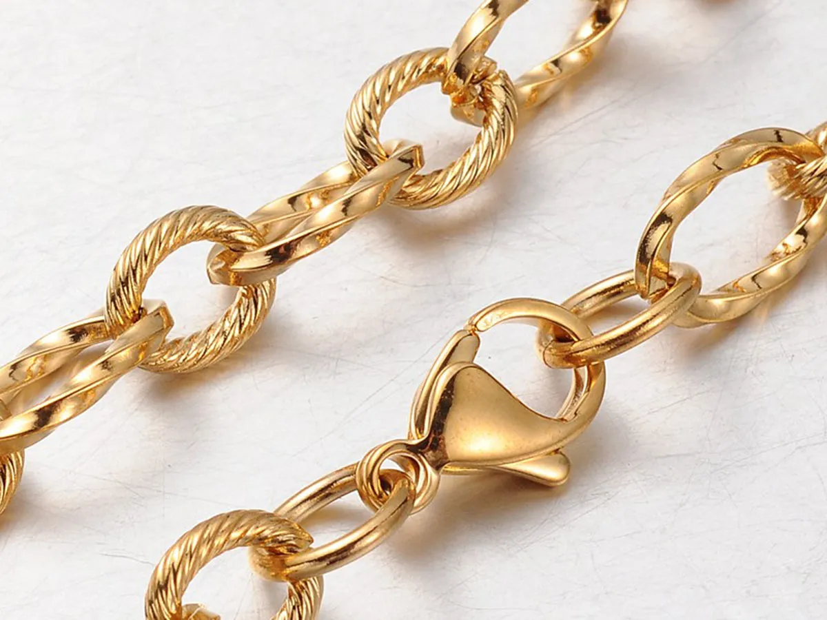 La Petite Epicerie ketting schakel goud 74,5 cm RVS
