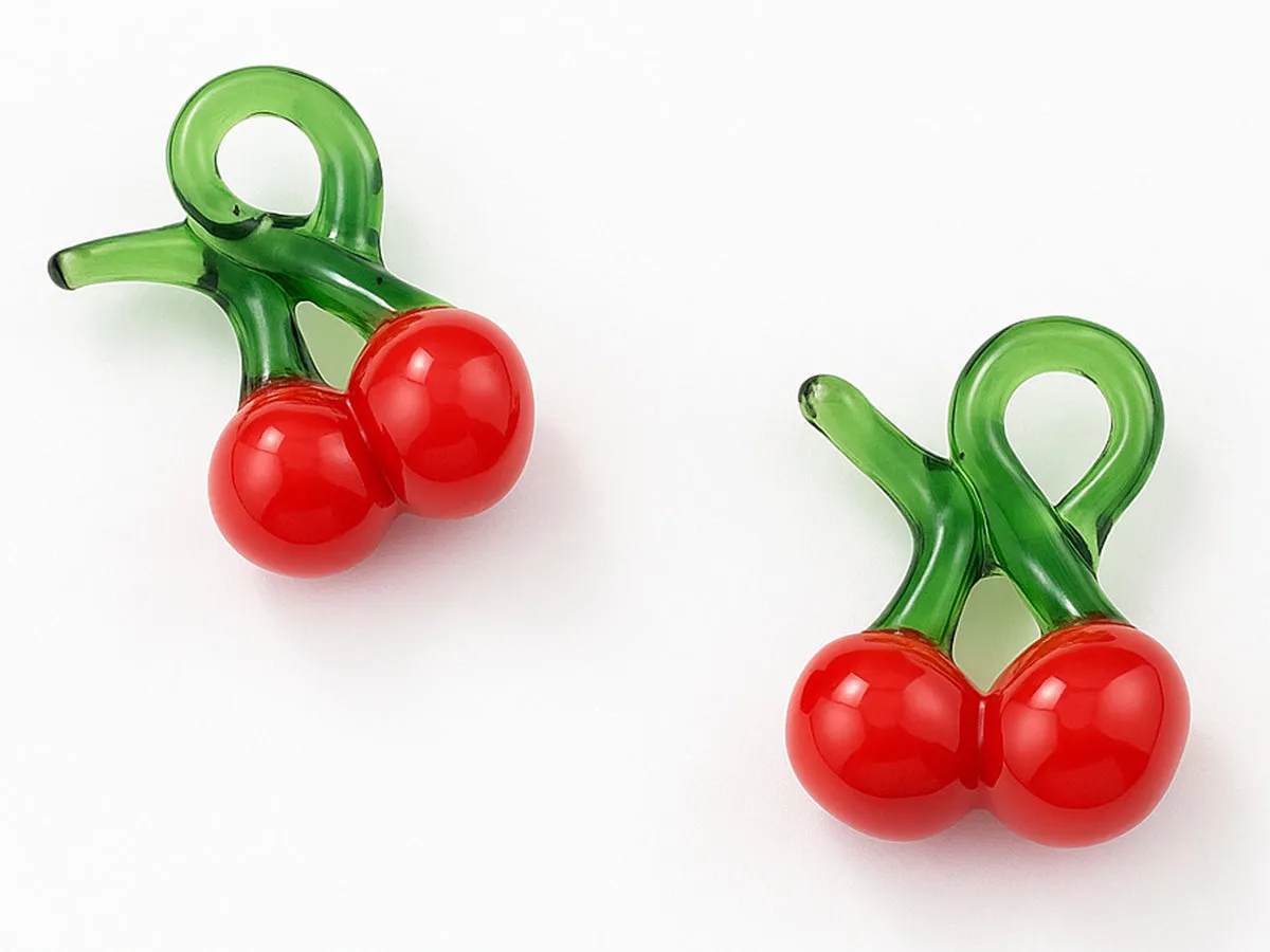 La Petite Epicerie kers hanger glas 19mm rood fruit