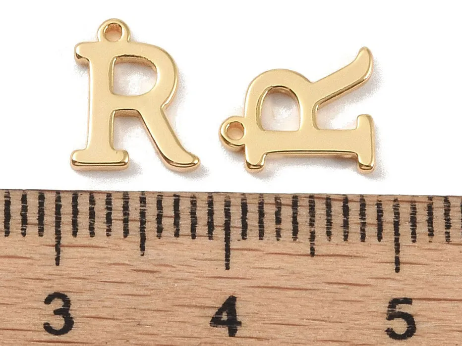La Petite Epicerie bedel letter R goud 18K per stuk 10x12mm