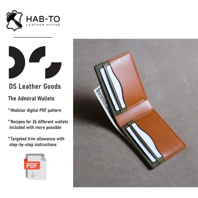 Leather House The Admiral portemonnee patroon PDF bifold 26 recepten