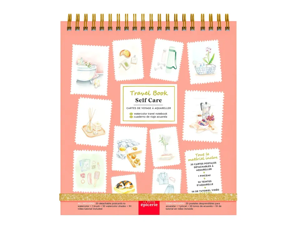 La Petite Epicerie Travel Book Self-Care aquarelboek 20 kaarten