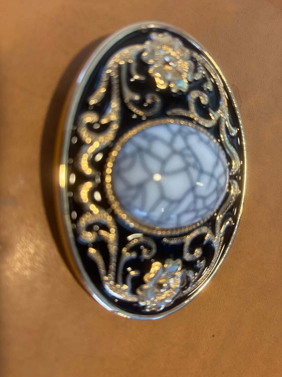 Leather House Gold Buckle 3.5cm riemgesp goud met steen