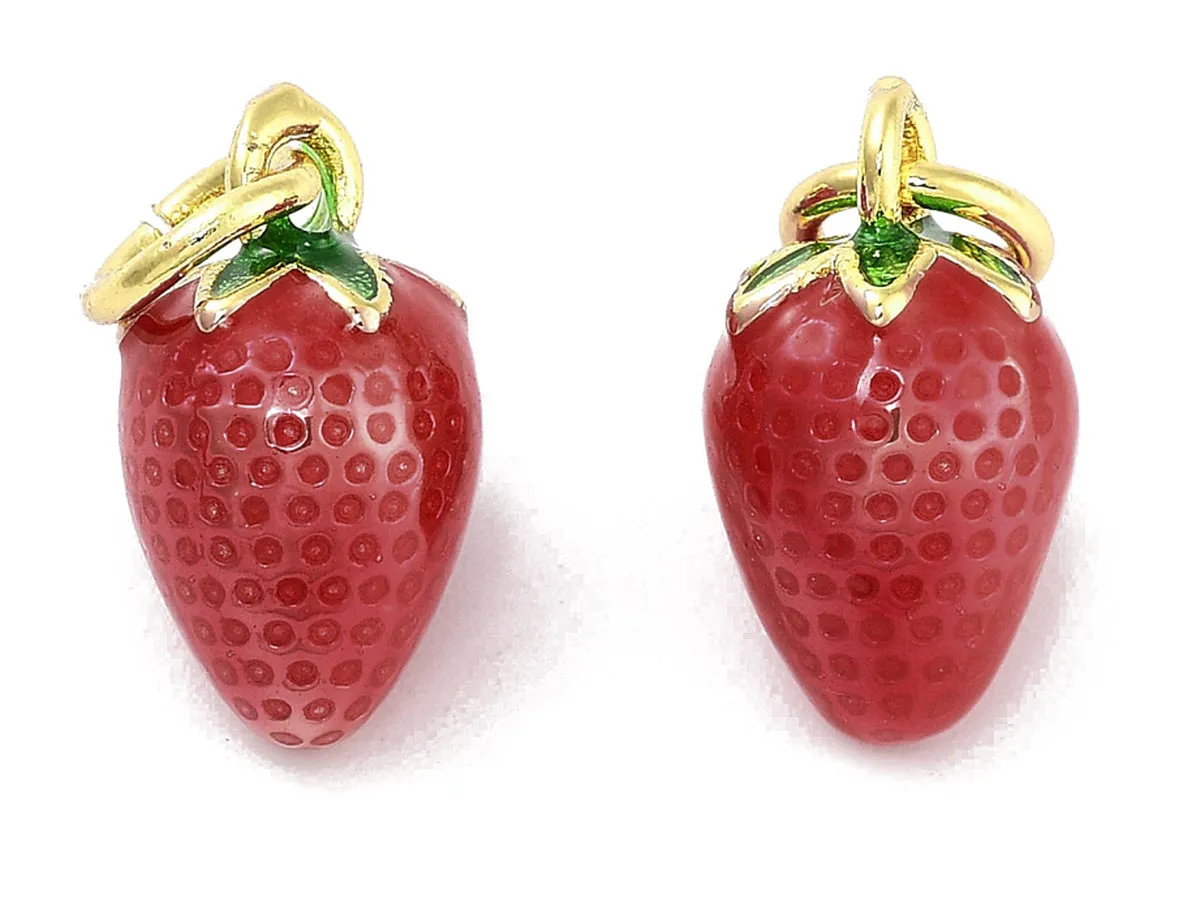 La Petite Epicerie bedel aardbei goud emaille rood per stuk