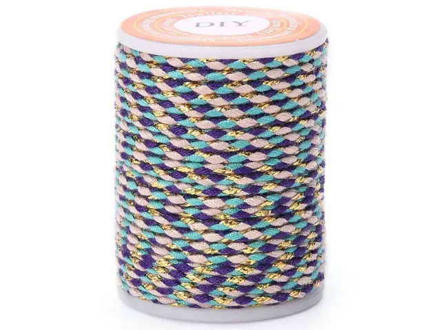 La Petite Epicerie katoenkoord gevlochten 4 m blauw-roze-goud