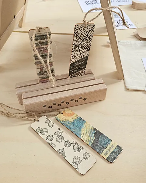 Astrid Brouwers DIY pakket boekenleggers hout transfer
