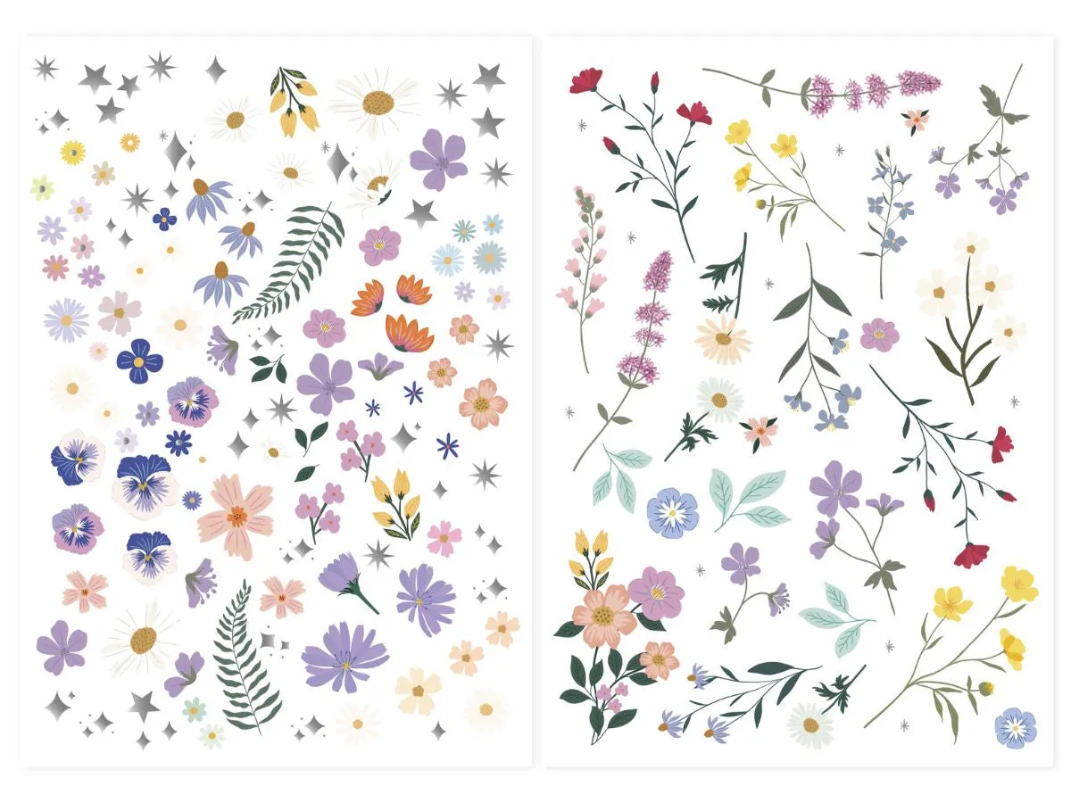 La Petite Epicerie Plaktattoos Bloemen Zilver 100 stuks