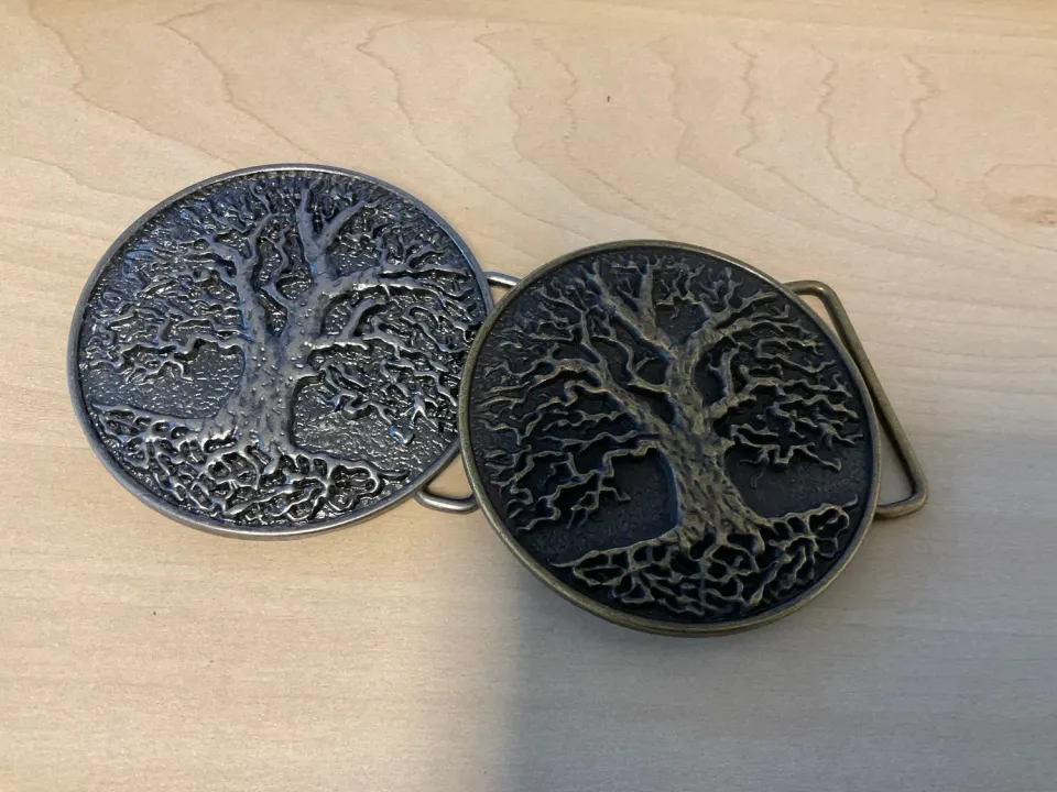 Leather House life-tree riemgesp rond 7cm oud goud