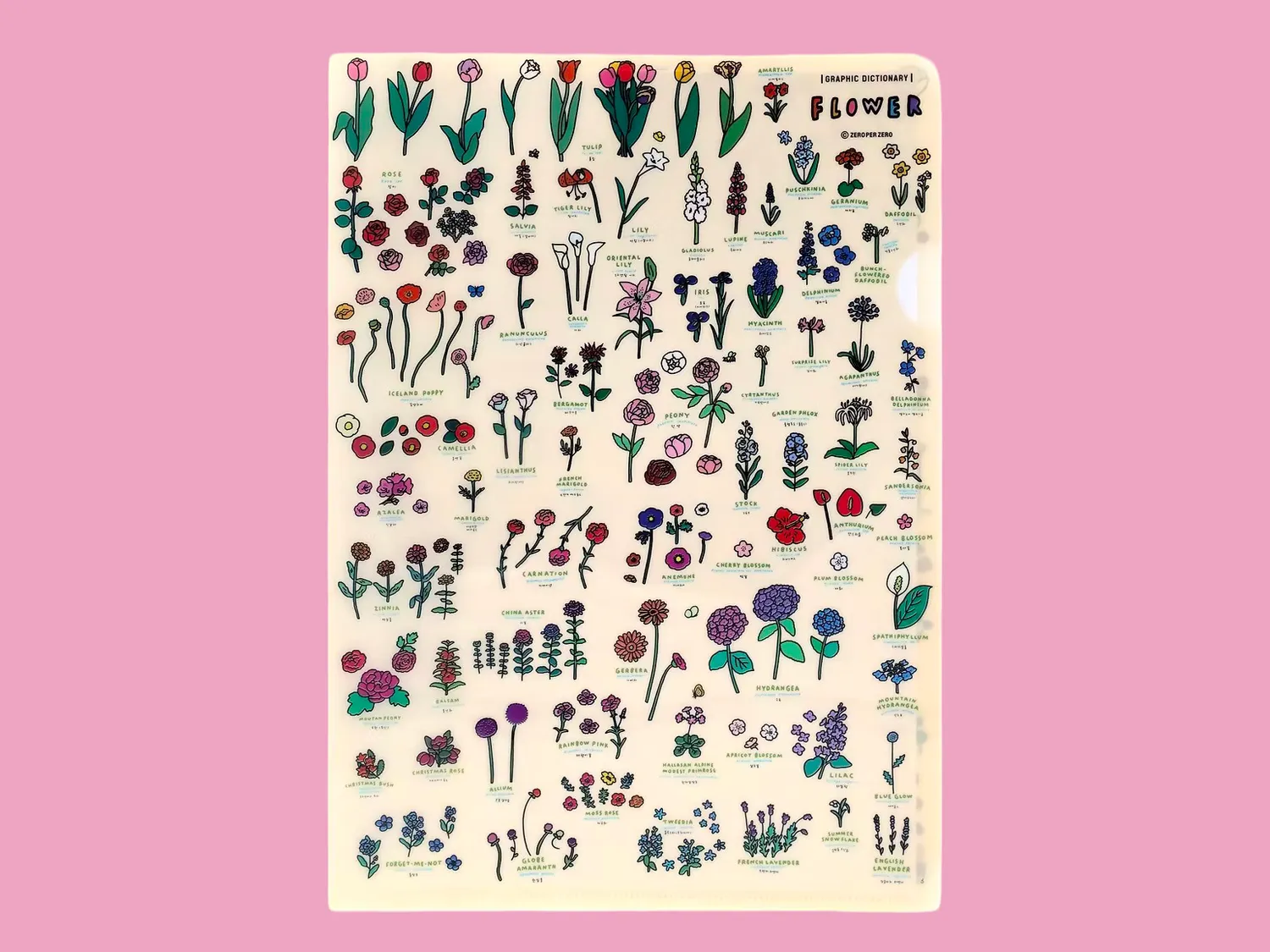 Zero Per Zero Fleurs opbergmap A4 bloemen