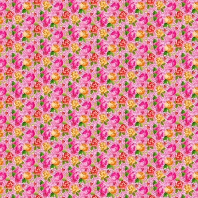 LTC-Leiden So Cute katoenen stof 45x50cm roze bloemen