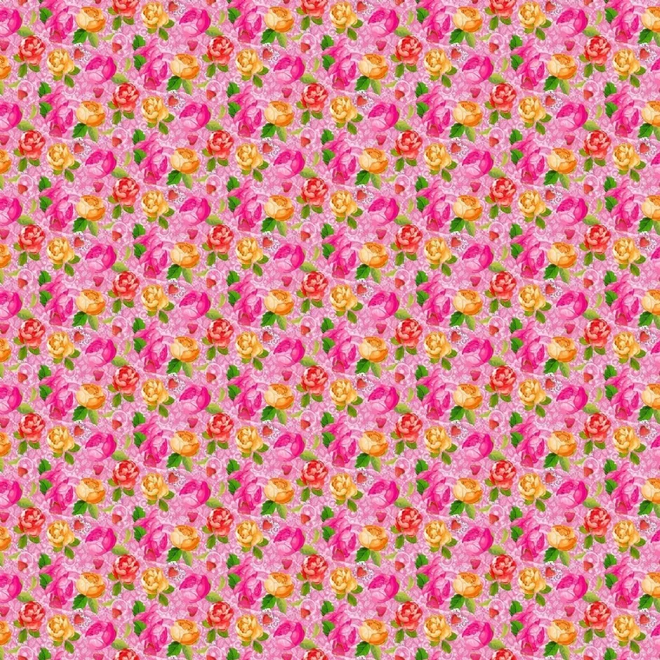 LTC-Leiden So Cute katoenen stof 45x50cm roze bloemen