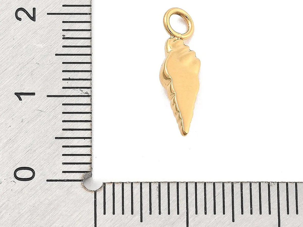 La Petite Epicerie schelp hanger RVS goud 14K per stuk 16,5 mm