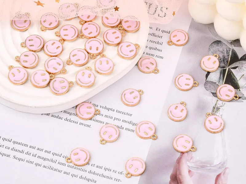 La Petite Epicerie smiley bedel lichtroze emaille 14,5 mm