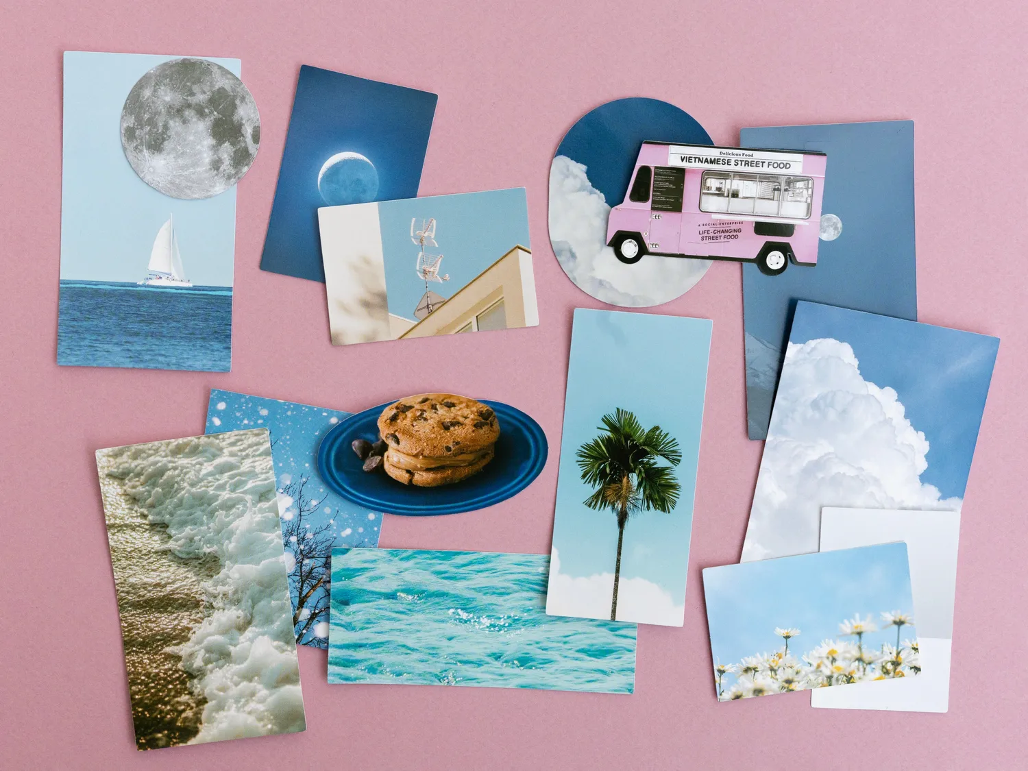La Petite Epicerie vakantie stickers blauw 15 stuks flakes