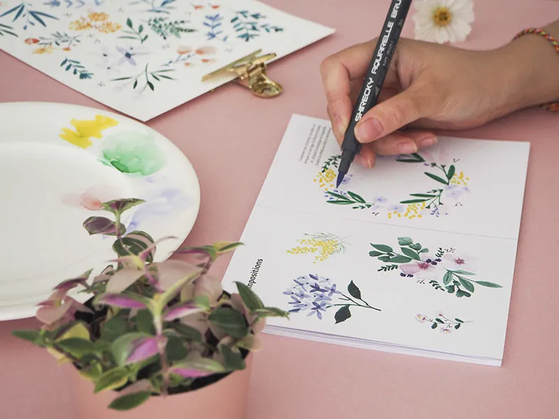 Mes Kits Make It MKMI tekenkit bloemen brushpen beginners