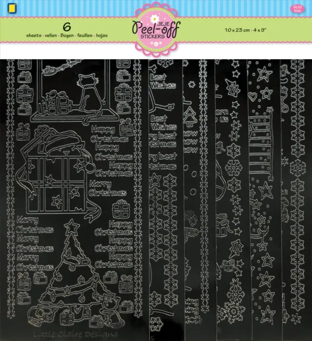 LTC-Leiden peel-off stickers kerst zwart 6 vellen