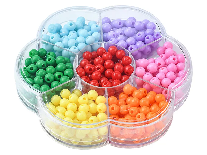 La Petite Epicerie Kralenbox 490 ronde kralen 6 mm 7 kleuren
